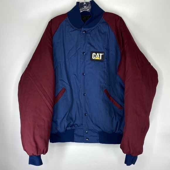 Vintage Ultimate Sportswear CAT Quilt Lined Jacket Burgundy And Navy Blue XXL - Picture 1 of 7